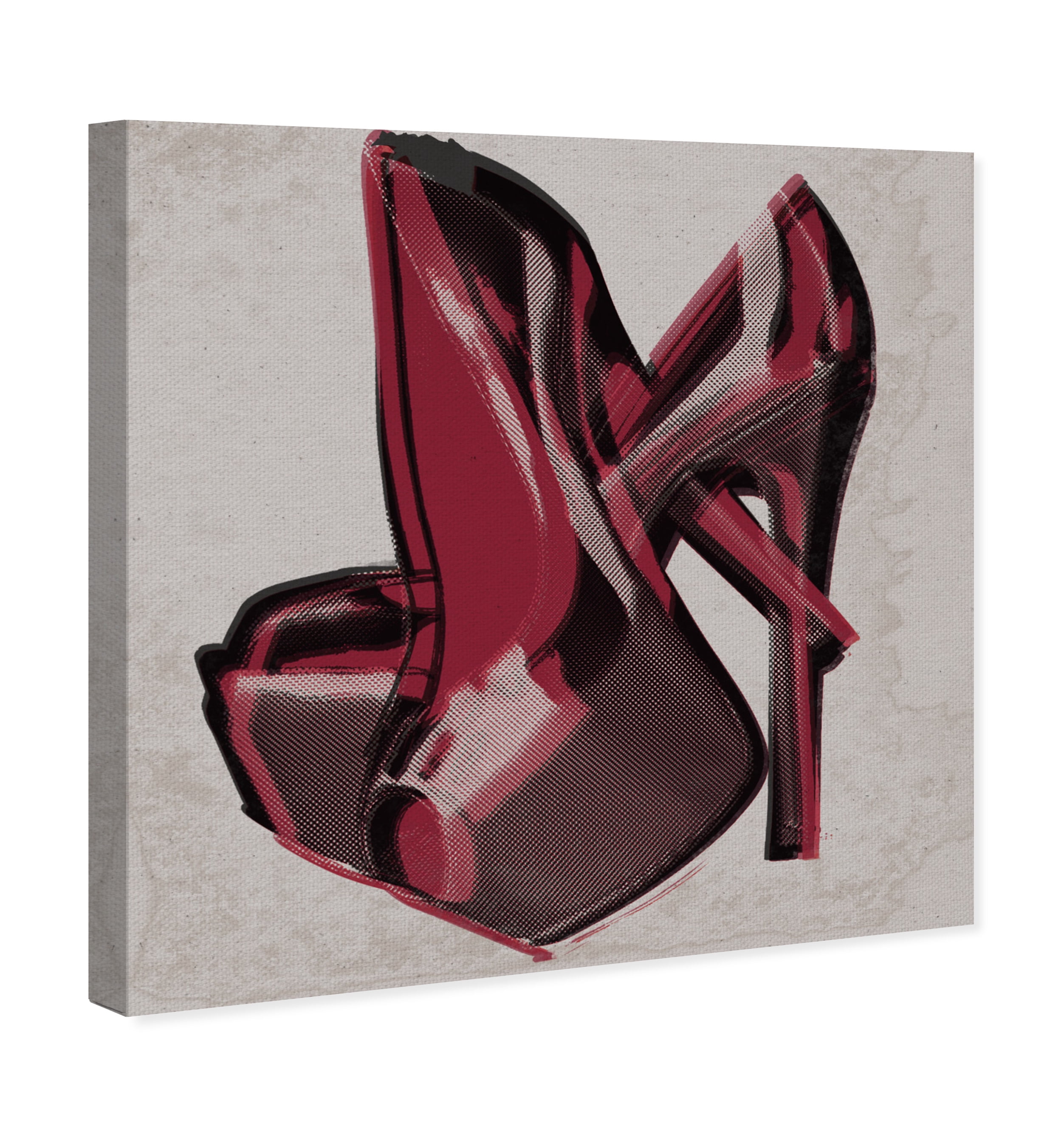 Wynwood Studio Fashion and Glam Contemporary Canvas Art - Red High Heel Shoes, Wall Art for Living Room, Bedroom, and Bathroom, 12 in x 12, Red and White Home Decor