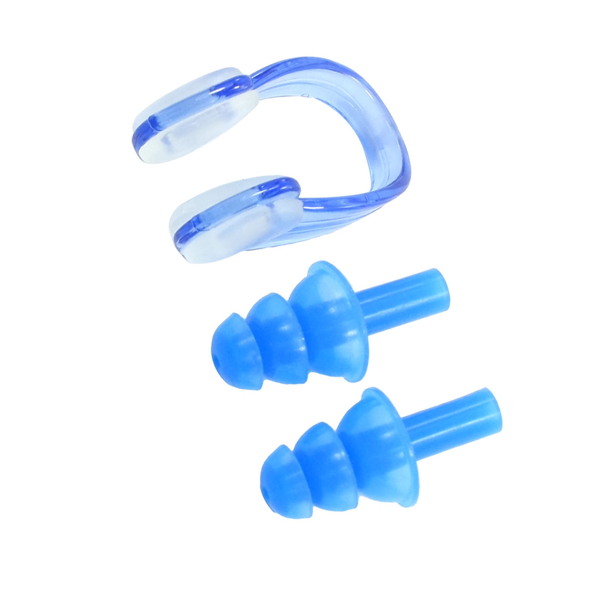 Unique Bargains Blue Swimming Earplugs Nose Clip Clear Plastic Box