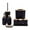 Black, variant on Fiocias 9Pcs Bathroom Accessories Set Qtip Holder Toilet Brush and Holder Soap Dispenser Black