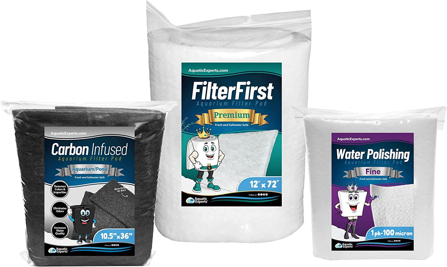 Aquatic Experts Aquarium Filter Pad Bundle 2, 12" x 72" Filter First
