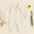thumbnail image 2 of Darzheoy Baby Rompers Newborn Boys Lapel Long Climbing Jumpsuits Solid Color Casual Loose Cute Casual Long Sleeve Pajamas Clothes ,Size 0-12 Month, 2 of 3