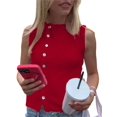 thumbnail image 1 of Gupgi Women's Knit Tank Tops Solid Color Sleeveless Round Neck Front Button Slim Sweater Vest, 1 of 9