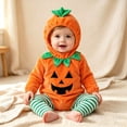thumbnail image 2 of gcong Toddler Kids Halloween Bodysuits Pumpkin Outfit Set with Hat, 2 of 7
