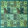 thumbnail image 1 of Ahgly Company Indoor Square Southwestern Turquoise Blue Country Area Rugs, 6' Square, 1 of 4