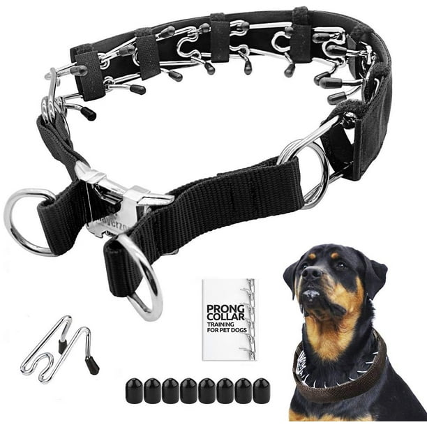 Iguohao Prong Dog Training Collar With Protector, Steel Chrome Plated Dog Prong Collar, Pinch Collar For Dogs