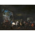 thumbnail image 2 of Philips Wouwerman 24x19 Black Ornate Framed Double Matted Museum Art Print Titled: The Arrival at the Stable (C. 1660 - 1670), 2 of 5