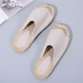 thumbnail image 6 of Anuirheih Slip on Sandals Women,Women Summer Casual Sewn Fisherman's Flat Bottomed Hand Woven Rope Bottom Slippers(Beige), 6 of 9