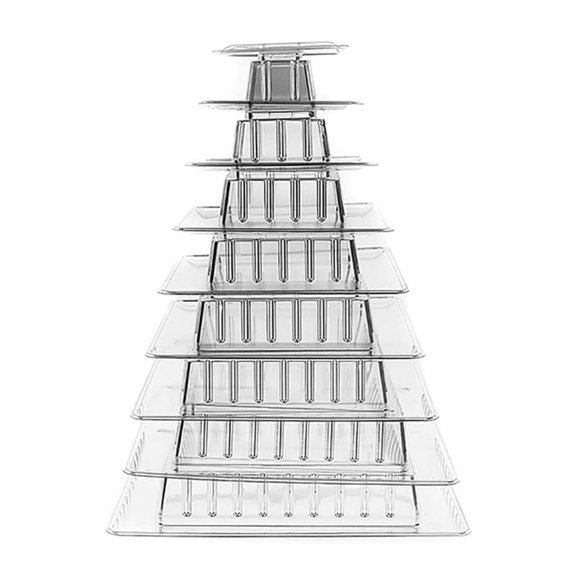 Acrylic Macaron Display Rack Square Cupcake Stand 9-Tier Cupcake Tower for Baby Shower, Birthday Party, Wedding Decor