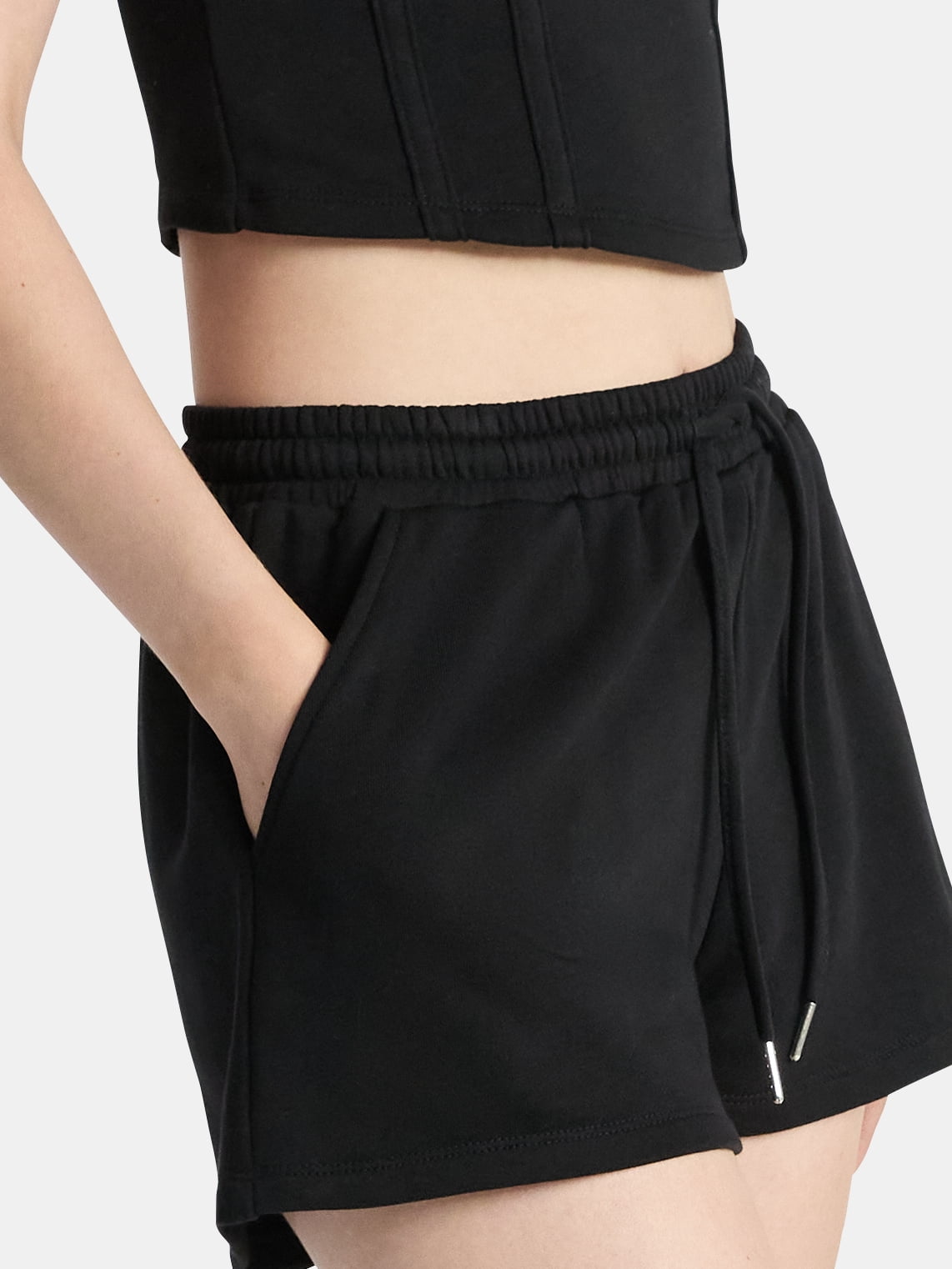 No Boundaries French Terry Tube Top and Shorts Set, 2-Piece, Women's