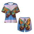thumbnail image 2 of Yiaed Oil Painting Beautiful Butterfly Print Short Sleeve Pajama Sets for Women Casual Crew Neck 2 Piece Lounge Sets Women's Short-Sleeved Pajama-Small, 2 of 5