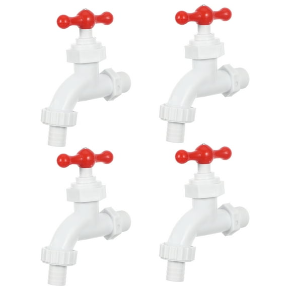 Homoyoyo 4-Pack White Plastic Water Faucet for Washing Machine, PVC with Copper, Easy to Install and Compatible