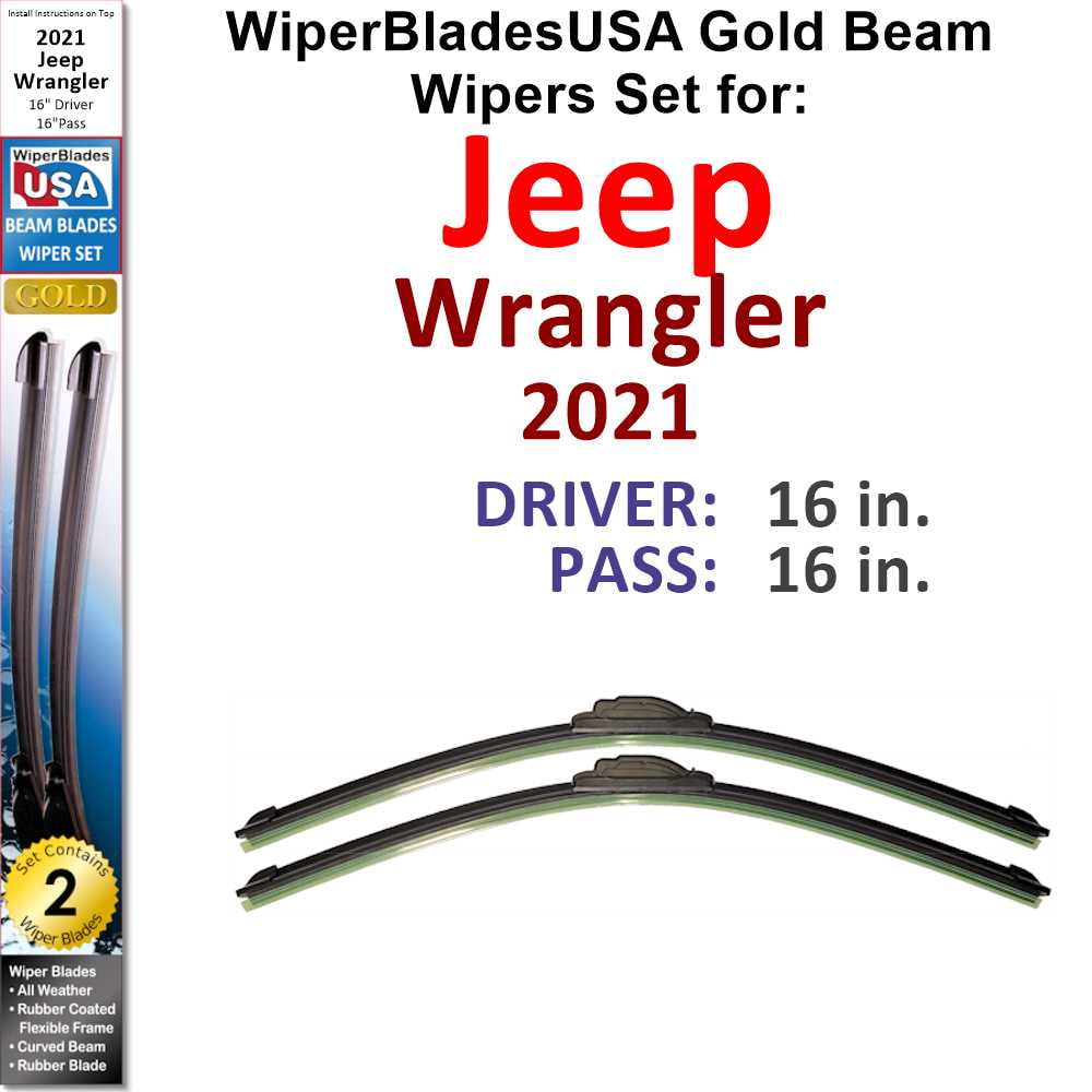 2021 Jeep Wrangler Beam Wiper Blades Wipers WBUSA (Set of 2) 2021 Jeep Wrangler Beam Wiper Blades Wipers WBUSA (Set of 2)