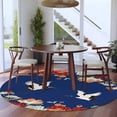 thumbnail image 3 of Round Rugs 7Ft, Blue Crane Round Area Rug Washable Indoor Throw Carpet, Vintage Red Teal Spring Floral Botanical Large Non Slip Circle Rug for Dining Room Playroom Home Decor Aesthetic, 3 of 8
