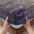thumbnail image 3 of Twin XL Size Fitted Sheet Set - Spring Floral 2 Piece Bedding Sets 16" Deep Pocket Fitted Sheet with 1 Pillowcases, Pastoral Flowers Oil Painting Modern Art Purple Brushed Microfiber Hotel Bed Sheets, 3 of 9