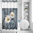 thumbnail image 4 of No Hook Shower Curtain with Built-in Rings - Rustic Daisy Washable Waterproof Fabric Bathroom Curtains for Hotel,Rentals, Stall 36 X 78 Inch , Turquise Wood Textured, 4 of 9