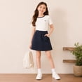 thumbnail image 3 of HILEELANG 4-13 Little Big Girls Skort Navy with Built-in Shorts School Uniform Twill Scooter Skirt Elastic Waist A Line with Pockets for Kids, 3 of 15