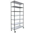 thumbnail image 3 of 7 Tier Metal Shelf Wire Shelving Unit, 2450Lbs Heavy Duty Adjustable Storage Rack With Wheels & Shelf Liners For Closet Kitchen Garage Basement Commercial Shelving - 81.5" H X 48" L X 18" D Black, 3 of 5