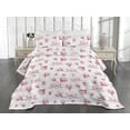 thumbnail image 2 of Ambesonne Magnolia Quilted Coverlet 3 Pcs, Modern Flowers Simple Art, King Size, Magenta Pale Pink White, 2 of 4