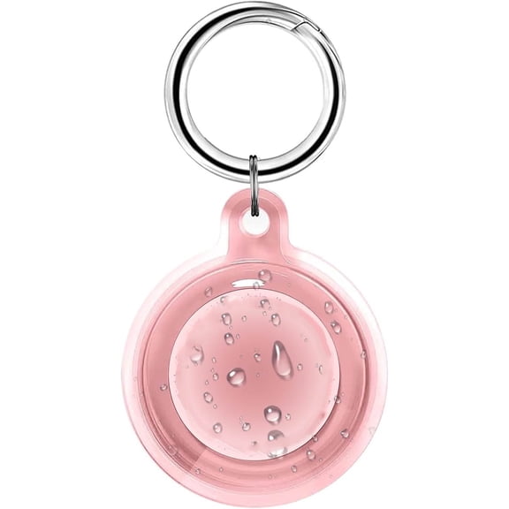 Waterproof Case for AirTag, Full Body Holder Keychain, Anti-Scratch Cover for Apple Air Tags, Luggage, Pet Collar, Car Keys, Clear Pink