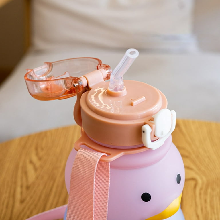  PEXIZUAN Kawaii water bottle big belly cup big water bottle  cute travel cup strap straw cup(pink,1300ML) : Baby