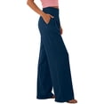 thumbnail image 2 of ClodeEU Women's High Waist Pleated Linen Wide Leg Pants,Casual Loose Trousers with Pockets ,Women's Plus XXL, 2 of 9