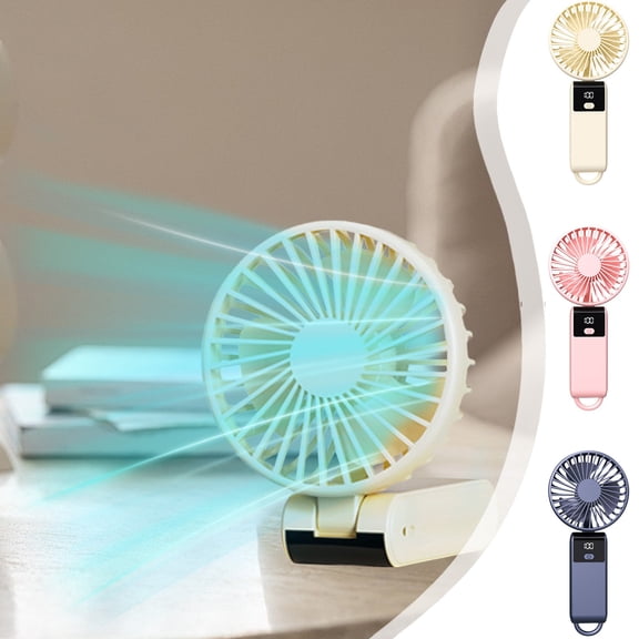 5 Speed Foldable Handheld Fan with LED Digital Display 1200mAh Rechargeable Portable Mini Fan Neck Hanging Desktop 2-in-1 for Travel Office by PALIFEUR