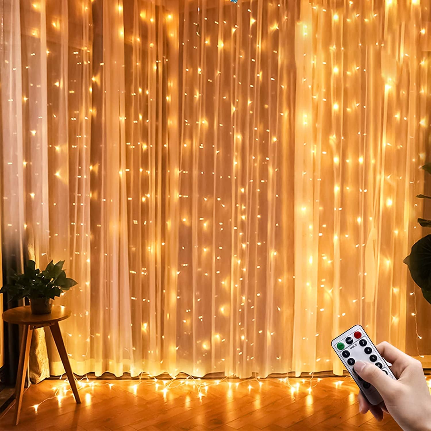 9.8*9.8ft 300 LED Curtain Fairy Lights Dimmable USB String Light for Xmas Party 