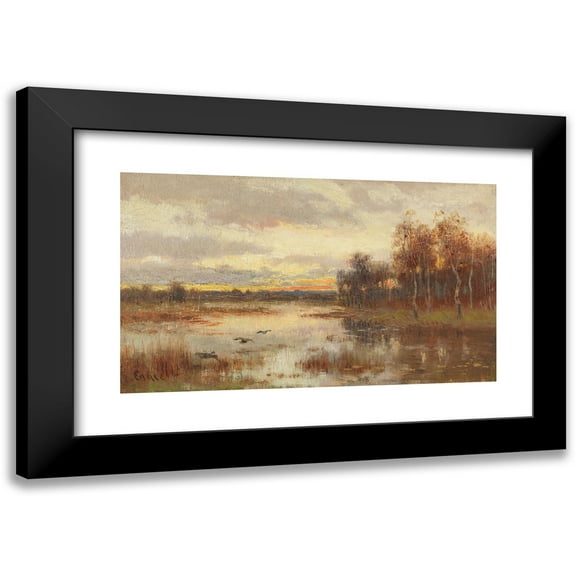Marie Egner 14x10 Black Modern Framed Museum Art Print Titled - Small Moor Landscape at Dusk (Approx. 189)