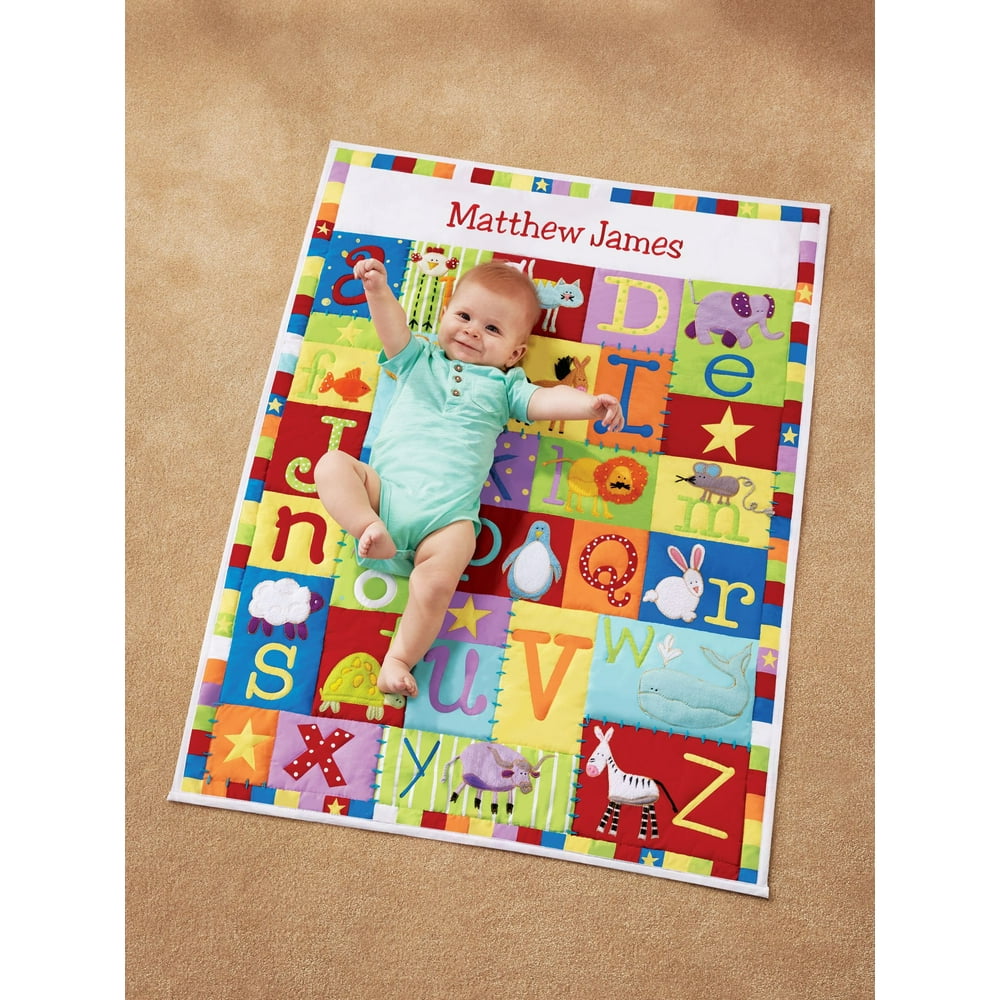 Personalized Baby Alphabet Quilt Available In Primary Or Pastel