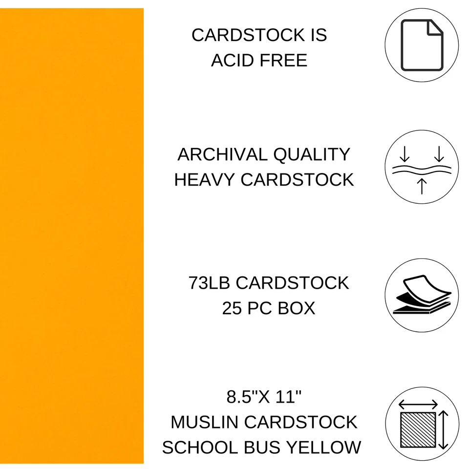 Pa Paper Accents Textured Cardstock 8.5" X 11" School Bus Yellow, 73Lb Colored