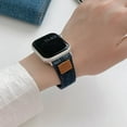 thumbnail image 4 of Denim Fabric Strap Work with Apple Watch Bands for Women Men 41mm 40mm 38mm, Soft Leather Band Compatible with iWatch Bands Series 9 SE 8 7 6 5 4 3 2 1,Darkblue, 4 of 6