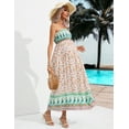 thumbnail image 6 of OYang Women's Maternity Dresses Boho Strapless Summer Casual Floral Maxi Dress Green&Yellow-S, 6 of 7