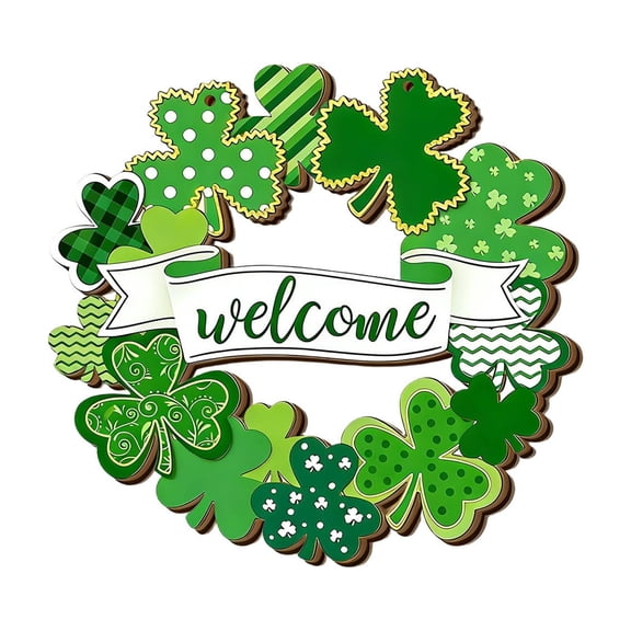 Beforeyayn St. Patrick's Day Wood Hanging Sign, Flat Festive Welcome Doorplate, Holiday Decoration for Parties, Front Door, Porch, Interior Wall, Seasonal Home Decor
