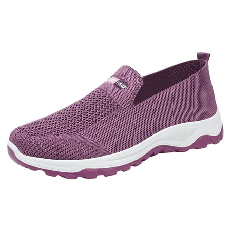 Fauean Sneakers for Women Versatile Casual Shoes Slip on Sneakers Daily Wear Going Out Purple Size 37
