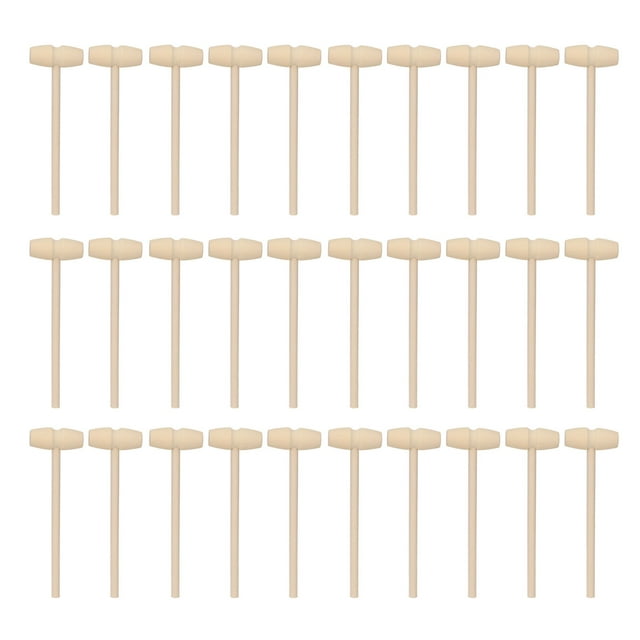 30 mini martillos de madera para niños, juguetes de madera para cangrejos y langostas, mazos para corazones de chocolate rompibles.
