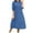 Blue, variant on Busydd Womens Fall Dresses 1/2 Sleeve Round Neck Midi Dress Fashion Elegant Solid Color Homecoming Dresses Casual Flowy Cotton Linen Cocktail Dress