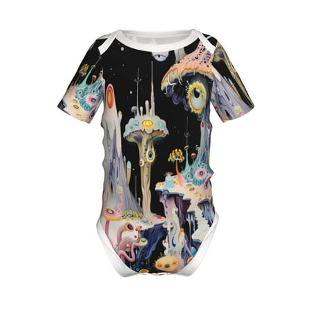 

Coaee Cute Mushroom Landscape for Soft Baby Short-Sleeve Bodysuit Baby Climbing Clothes Baby Girls Boys Bodysuit Romper-6 Months