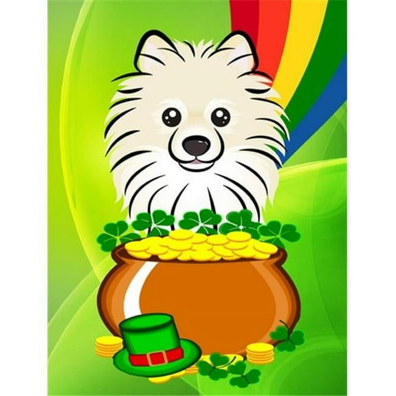 Caroline's Treasures BB1951GF Pomeranian St. Patrick's Day Flag Garden Size , Small, multicolor