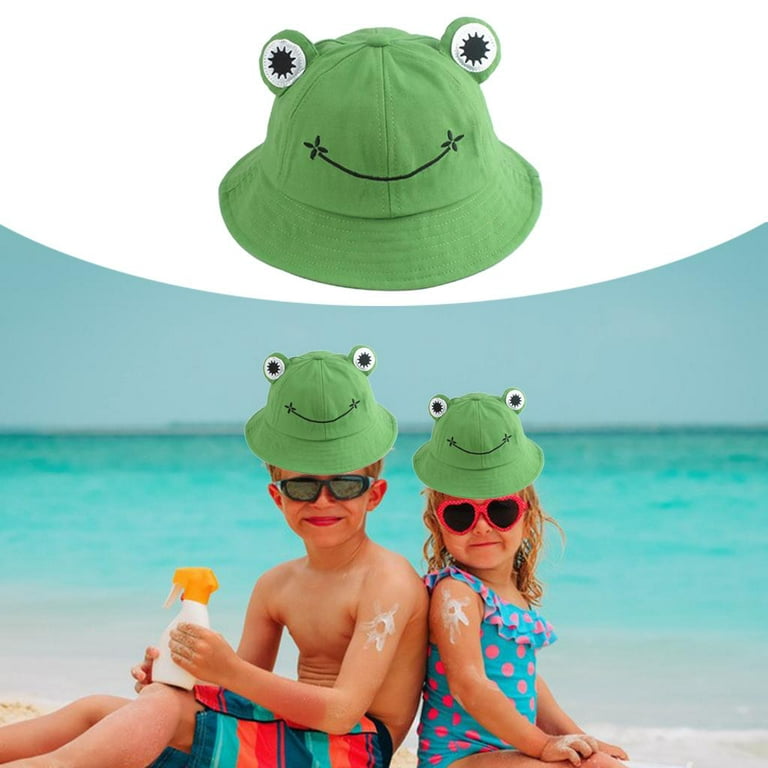 Luzkey Frog Bucket Hat, Sun Protection Wide Brim Party Hat Cute Photo Props Adjustable Cotton Sun Hats For Dress Up Summer Travel Women Girls Black Bl