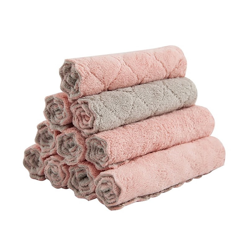10PCS Super Absorbent Microfiber Kitchen Dish Cloth Household Cleaning
