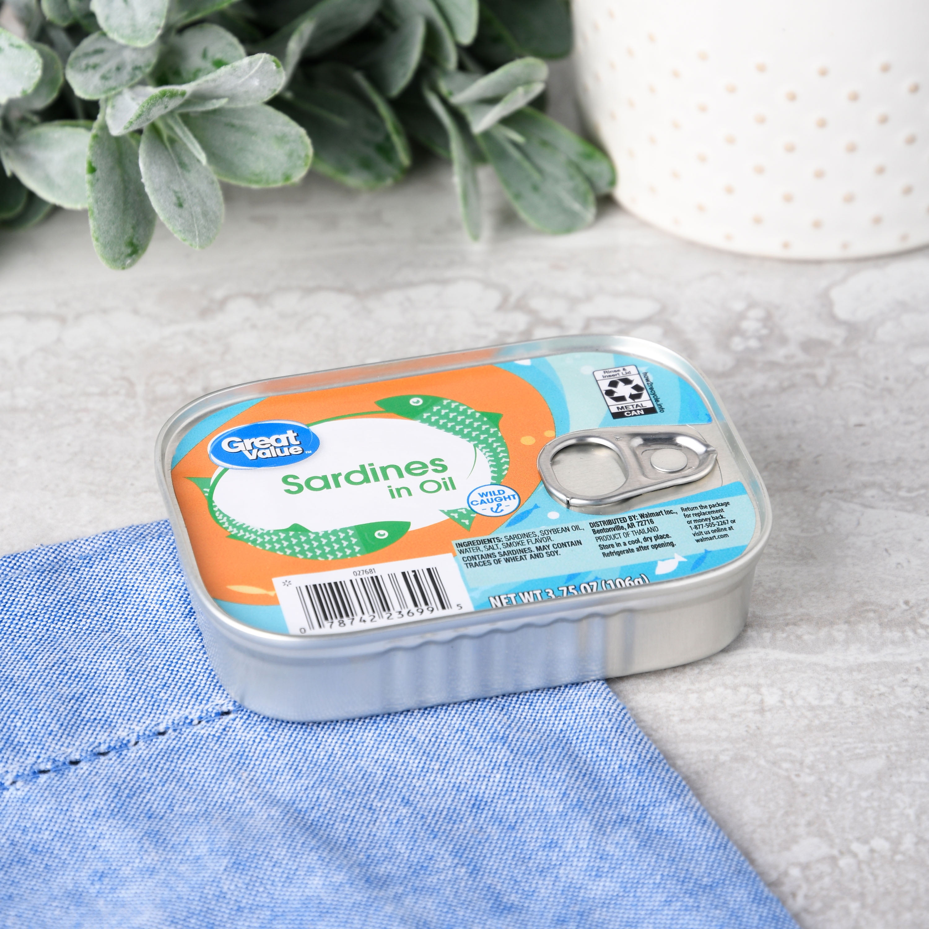 (6 pack) (6 Pack) Great Value Sardines in Oil, 3.75 oz