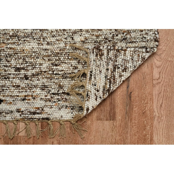 Linon Knotty Loop Hand Woven Wool 3'5"x5'5" Rug in Dark and Natural