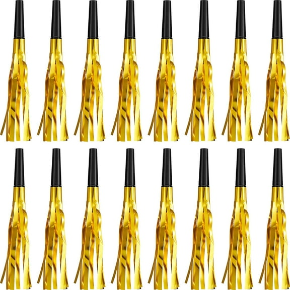 24 Pieces Gold Noise Makers Glitter Noise Makers Metallic Fringed Party Blowers For Adults Birthday Graduation Sporting Events 2025 New Years Party Favor Supplies