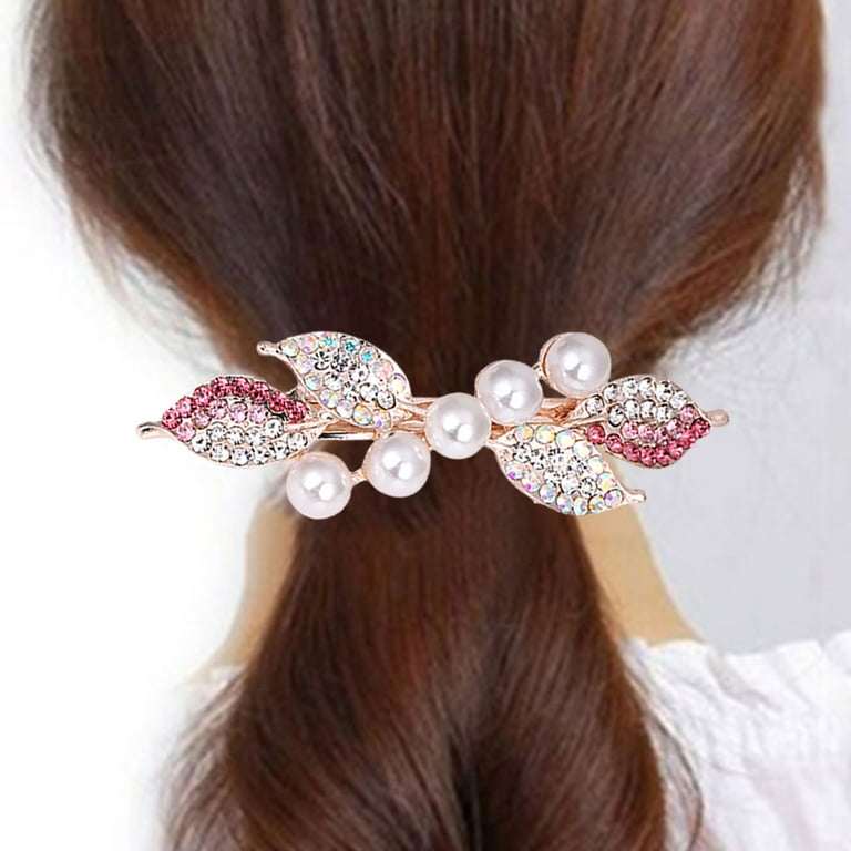 # Lovely Pearl Hair Claw Clip Small Size Rhinestone Hair Clips Women  Accessory