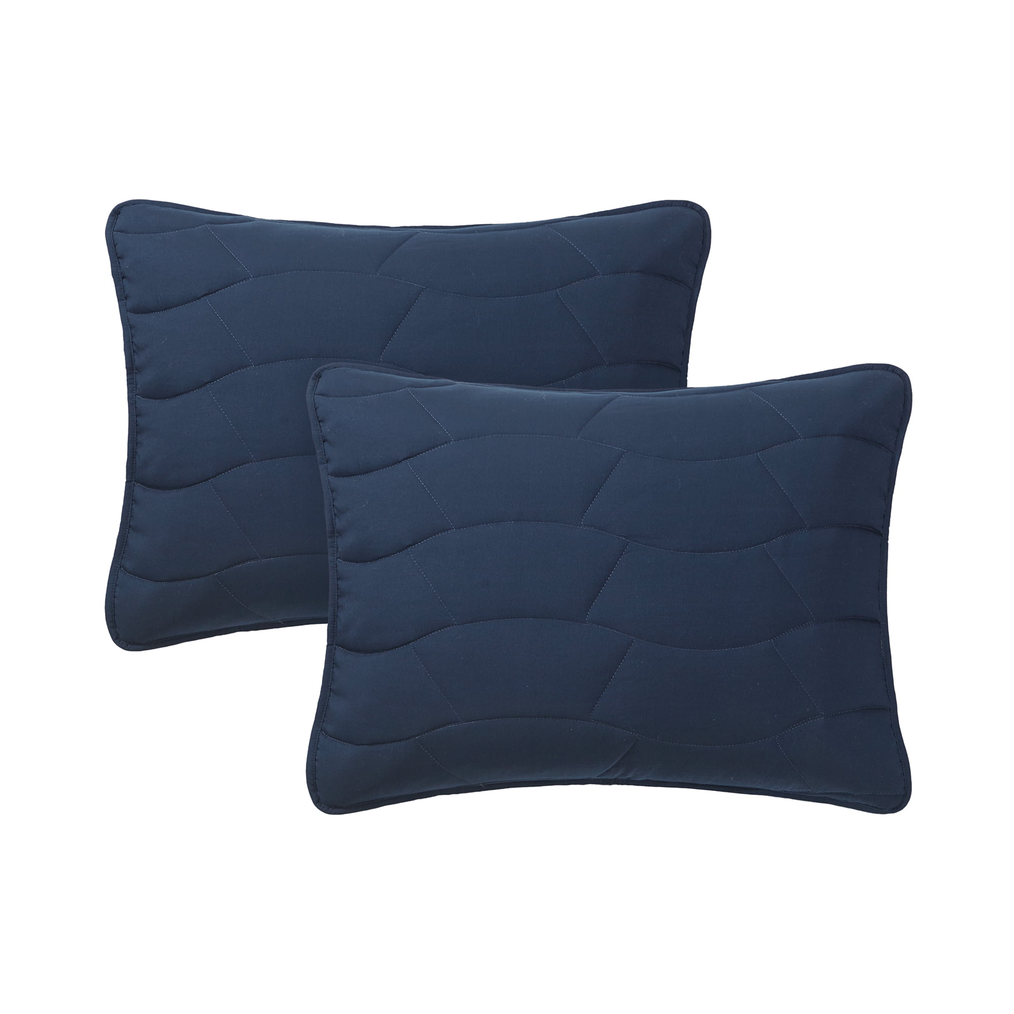 Mainstays 7-Piece Navy Reversible Quilt Set with White Sheets, King