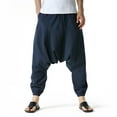thumbnail image 2 of Men's Casual Pants Men Casual Summer Loose Drawstring Mid Waist Yoga Pants With Pockets Navy S, 2 of 8