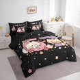 thumbnail image 2 of Manfei Cute Pet Bow Cat Twin Bedding, Cartoon 67 Number Bedding Comforter Set, Black Pink, Black Reversible, 7pcs, 2 of 6