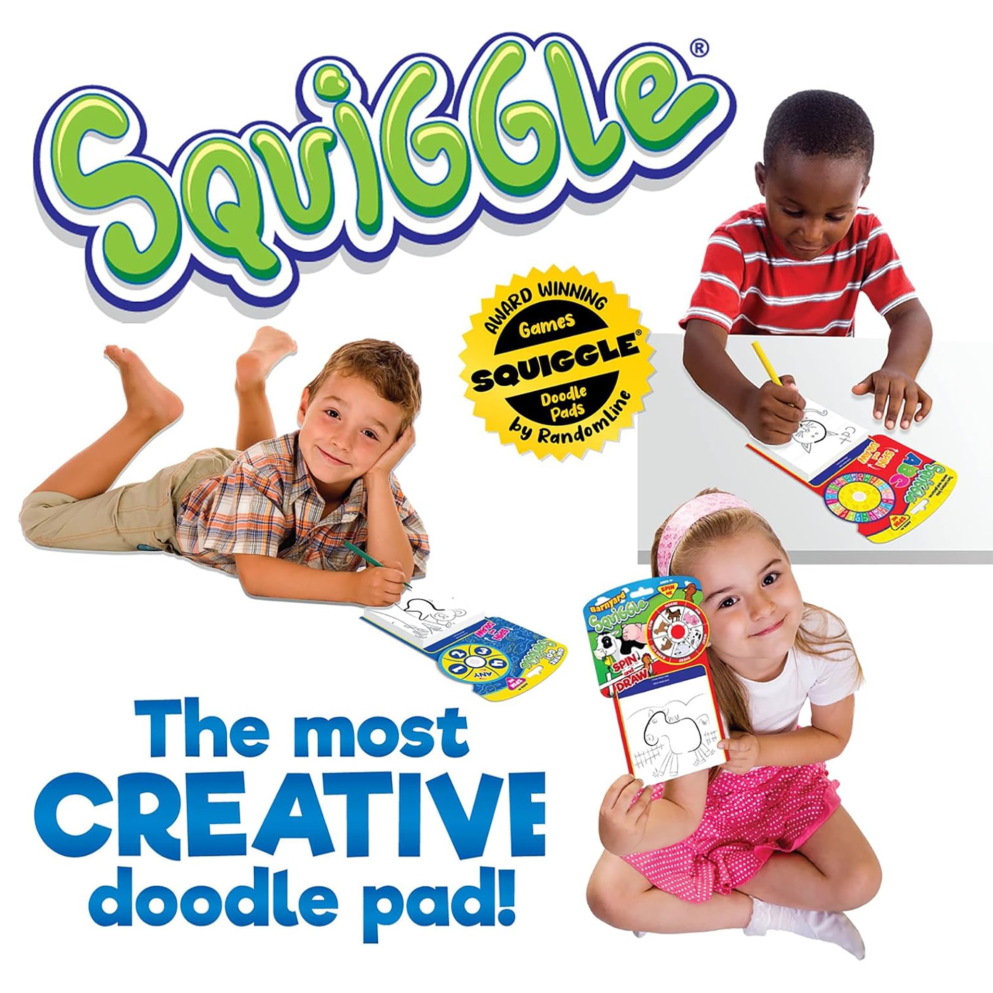 RandomLine of Creative Things: Squiggle On-The-Go Doodle Pad - Spin & Draw, Create A Silly Work Of Art, Travel Activity, 100 Page Sketchbook, Kids 4+