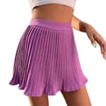 thumbnail image 2 of Minnieouse holgada de cintura alta para mujer, minifaldas plisadas por encima de la rodilla para fiesta, viajes, senderismo, ropa de Color sólido Ropa, zapatos y accesorios Miscelánea Violeta XXL, 2 of 6