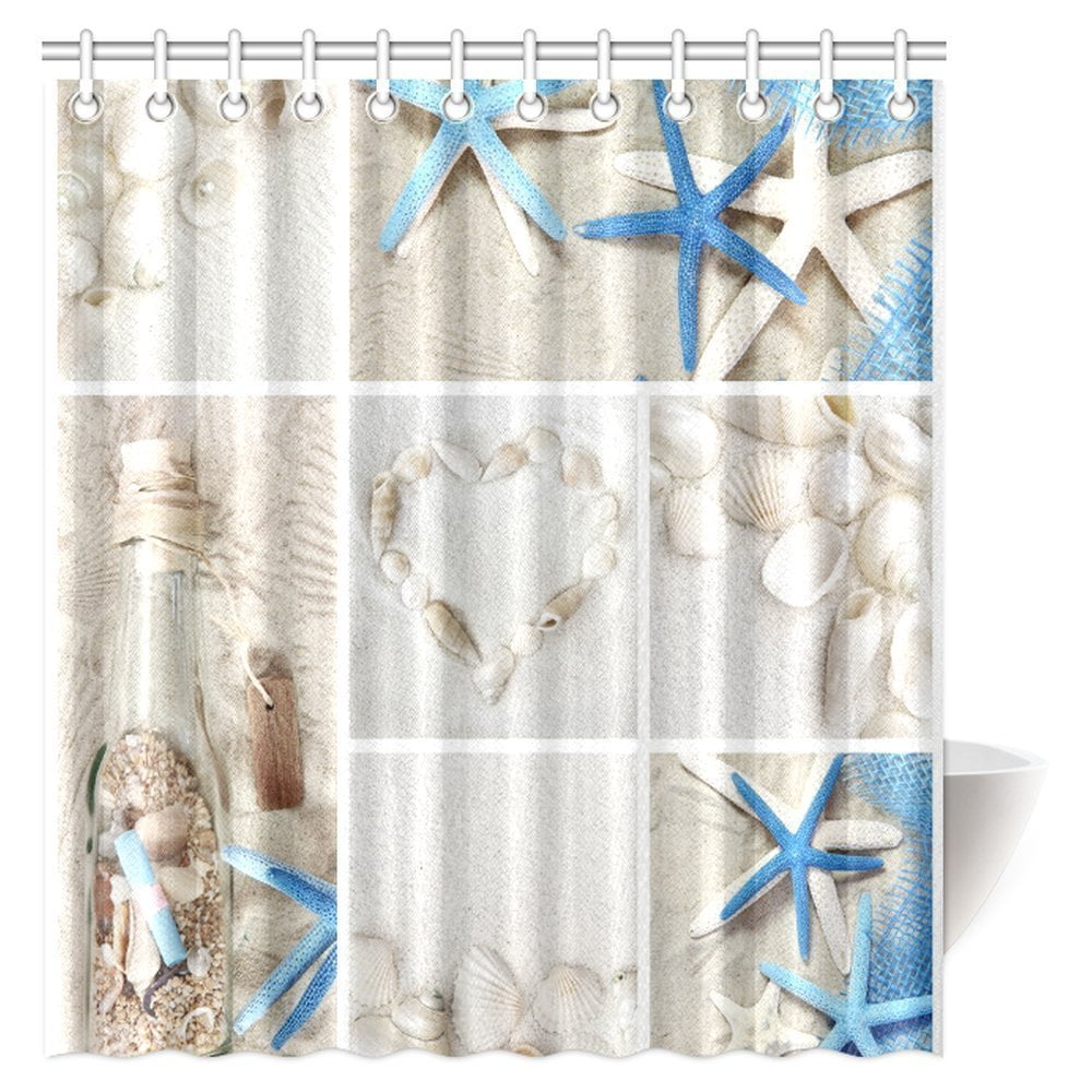 Mypop Collage Of Summer Seass Decor, Wildlife Shower Curtain Hooks